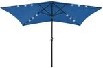 vidaXL Sonnenschirm mit LEDs und Stahl-Mast Azurblau 2x3 m 313793