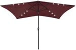 vidaXL Sonnenschirm mit LEDs und Stahl-Mast Bordeauxrot 2x3 m 313790