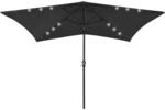 vidaXL Sonnenschirm mit LEDs und Stahl-Mast Schwarz 2x3 m 313792