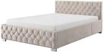 Juskys Polsterbett Nizza 140 x 200 cm mit Bettkasten & LED Beleuchtung in Beige