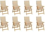 vidaXL Verstellbare Gartenst&uuml;hle mit Auflagen 8 Stk Massivholz Teak 3072544
