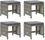 vidaXL Gartenhocker 4 Stk. mit Sitzkissen Poly Rattan Grau
