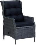 vidaXL Verstellbarer Gartensessel mit Auflagen Poly Rattan Dunkelgrau