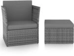 vidaXL Gartensessel mit Hocker Poly Rattan Anthrazit