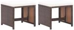 vidaXL Gartenhocker 2 Stk. mit Sitzkissen Poly Rattan Braun