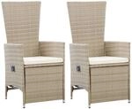 vidaXL Garten-Liegest&uuml;hle 2 Stk mit Auflagen Poly-Rattan Beige 46046