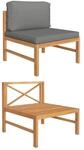 vidaXL Mittelsofa mit Dunkelgrauen Kissen Massivholz Teak 316112