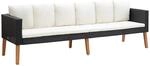 vidaXL 3-Sitzer-Gartensofa mit Auflagen Poly Rattan Schwarz 310214
