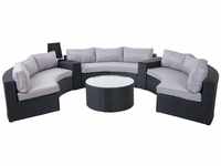 MCW Luxus Poly-Rattan-Garnitur Savoie Sitzgruppe Lounge-Set XXL Sofa Rund Anthrazit
