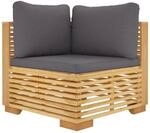 vidaXL Garten-Ecksofa mit Dunkelgrauen Kissen Massivholz Teak 319160