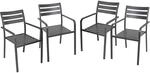 Garden Pleasure Stapelstuhl TREVISO Aluminium mit Armlehnen Anthrazit 4er Set
