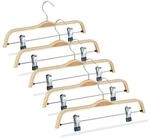 Relaxdays Hosenb&uuml;gel 5er Set Holz Natur Verstellbar 17 cm x 37,5 cm x 2,5 cm 0,1 kg
