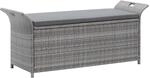 vidaXL Sitzbank mit Stauraum und Kissen Grau 138 cm Poly Rattan 45809