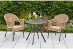 Merxx Ravenna Set 3-tlg. 2 Stapelsessel Gartentisch &Oslash; 70 cm Natur
