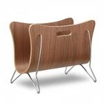 Relaxdays Zeitungsst&auml;nder Holz Braun Gebogen 30 cm x 37 cm x 25 cm 1,6 kg