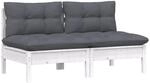 vidaXL 2-Sitzer-Gartensofa mit Anthrazit Kissen Massivholz Kiefer 3095993