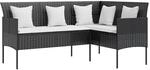 vidaXL Sofa in L-Form mit Kissen Poly Rattan Schwarz