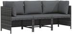 vidaXL 3-Sitzer-Gartensofa mit Kissen Grau Poly Rattan 313499