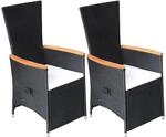 vidaXL Garten-Liegest&uuml;hle 2 Stk. mit Auflagen Poly Rattan Schwarz