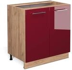 Vicco Sp&uuml;lenunterschrank Fame-Line Bordeaux Hochglanz/Goldkraft Eiche 80 cm mit