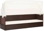 vidaXL Gartensofa mit Sonnendach Poly Rattan Braun