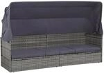 vidaXL Gartenbett mit Baldachin Grau 205&times;62 cm Poly Rattan 43962