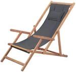 vidaXL Klappbarer Strandstuhl Stoff und Holzrahmen Grau 43997