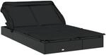 vidaXL 2-Personen-Sonnenliege mit Dach Schwarz 213x118x97 Poly Rattan