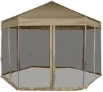 vidaXL Faltpavillon mit Seitenw&auml;nden Sechseckig 3,6x3,1m Taupe 220g/m2