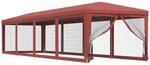 vidaXL Partyzelt mit 10 Mesh-Seitenw&auml;nden Rot 3x12 m HDPE
