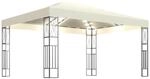 vidaXL Pavillon mit LED-Lichterkette 3x4 m Creme Stoff
