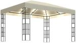 vidaXL Pavillon mit LED-Lichterkette 3x4 m CremeWei&szlig;