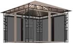vidaXL Pavillon mit Moskitonetz & LED-Lichterkette 3x3x2,73 m Taupe 3070318