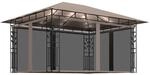 vidaXL Pavillon mit Moskitonetz & LED-Lichterkette 4x3x2,73 m Taupe