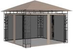 vidaXL Pavillon mit Moskitonetz 3x3x2,73 m Taupe 180 g/m&sup2; 312251