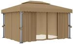 vidaXL Pavillon mit Vorhang 4x3 m Taupe Aluminium