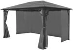 vidaXL Pavillon mit Vorh&auml;ngen Anthrazit Aluminium 400 x 300 cm