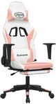 vidaXL Gaming-Stuhl mit Massage & Fu&szlig;st&uuml;tze Wei&szlig; & Rosa Kunstleder Modell 2