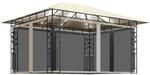 vidaXL Pavillon mit Moskitonetz & LED-Lichterkette 4x3x2,73m CremeWei&szlig;