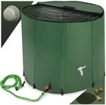 Tectake Regentonne Mit Hahn und &Uuml;berlaufschutz Faltbar 750 L 98 x 98 x 100 cm Gr&uuml;n