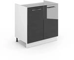 Vicco Sp&uuml;lenunterschrank Fame-Line Anthrazit Hochglanz/Wei&szlig; 80 cm ohne