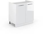 Vicco Sp&uuml;lenunterschrank Fame-Line Wei&szlig; Hochglanz/Wei&szlig; 80 cm ohne...