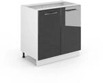 Vicco Sp&uuml;lenunterschrank Fame-Line Anthrazit Hochglanz/Wei&szlig; 80 cm mit Regal ohne
