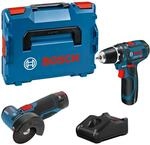 Bosch Professional Combo Set GSR 12 V-15 + GWS 12 V-76 2x2 Ah Akku in L-Boxx