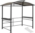 Tectake Grillpavillon Asado Gute Luftzirkulation Wetterfest 240 x 150 x 234 cm Grau