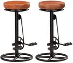 vidaXL Barhocker 2 Stk Schwarz und Braun Echtes Ziegenleder 286967
