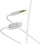Hama Aux-Kabel Lightning -3,5-mm-Klinke Nylon 1 m Wei&szlig;