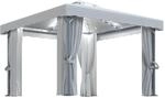vidaXL Pavillon mit Vorh&auml;ngen & LED-Lichterkette 3x3 m CremeWei&szlig;
