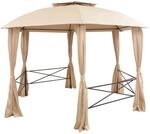 vidaXL Gartenpavillon mit Vorh&auml;ngen Hexagonal 360x265 cm