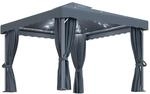 vidaXL Pavillon mit Vorh&auml;ngen & LED-Lichterkette 3x3 m Anthrazit